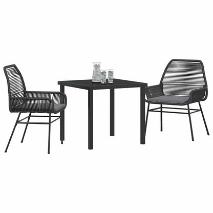 Set da Pranzo per Giardino 3 pcs Nero polyrattan - homemem39