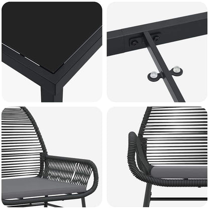 Set da Pranzo per Giardino 5 pcs Nero polyrattan - homemem39