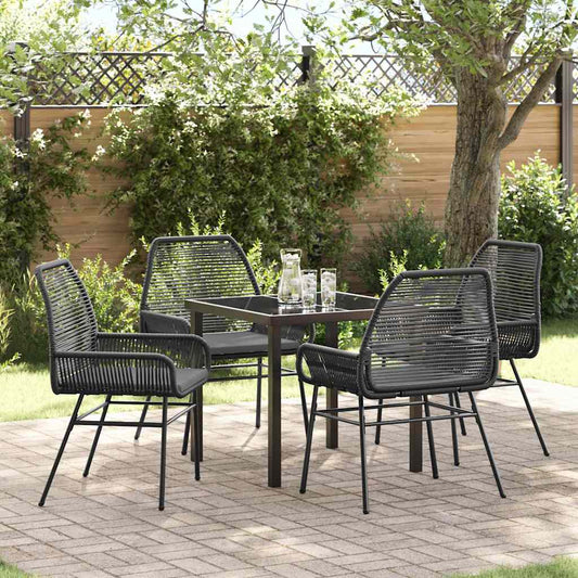 Set da Pranzo per Giardino 5 pcs Nero polyrattan - homemem39