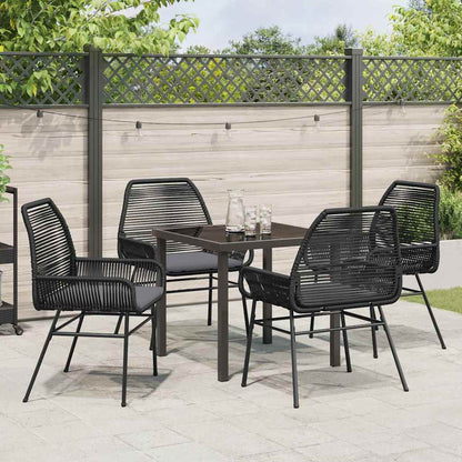 Set da Pranzo per Giardino 5 pcs Nero polyrattan - homemem39