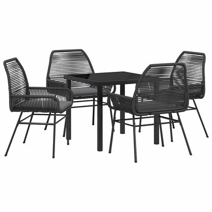 Set da Pranzo per Giardino 5 pcs Nero polyrattan - homemem39