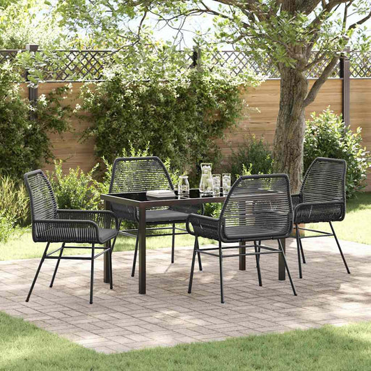 Set da Pranzo per Giardino 5 pcs Nero polyrattan - homemem39