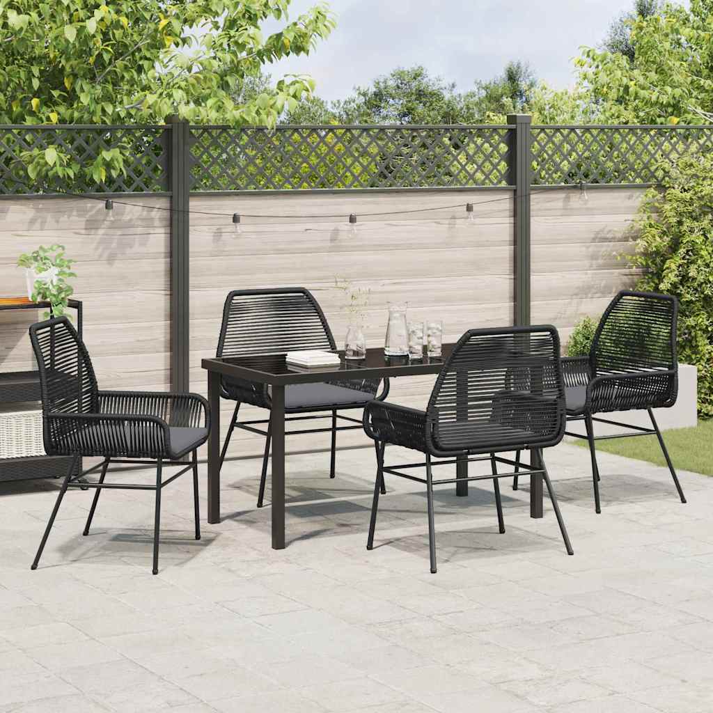Set da Pranzo per Giardino 5 pcs Nero polyrattan - homemem39