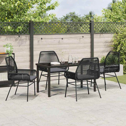 Set da Pranzo per Giardino 5 pcs Nero polyrattan - homemem39