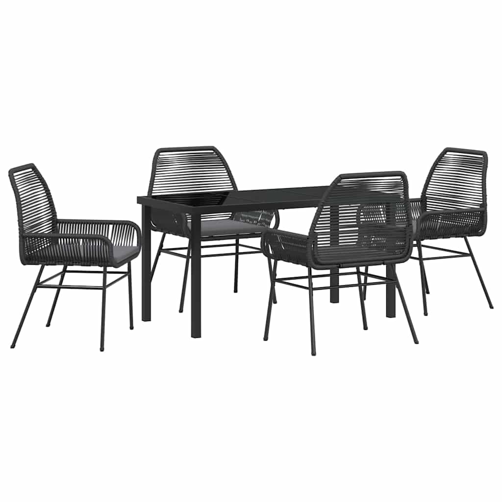 Set da Pranzo per Giardino 5 pcs Nero polyrattan - homemem39