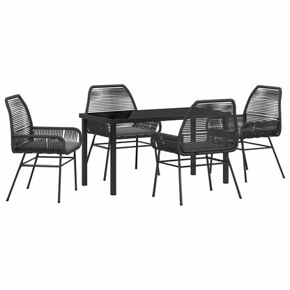 Set da Pranzo per Giardino 5 pcs Nero polyrattan - homemem39