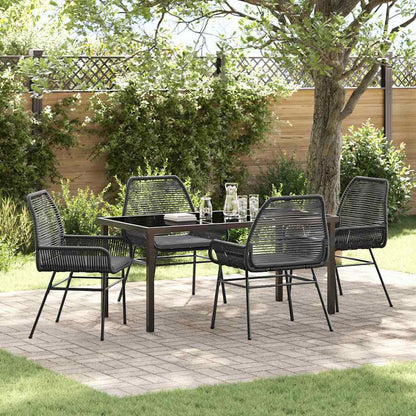 Set da Pranzo per Giardino 5 pcs Nero polyrattan - homemem39