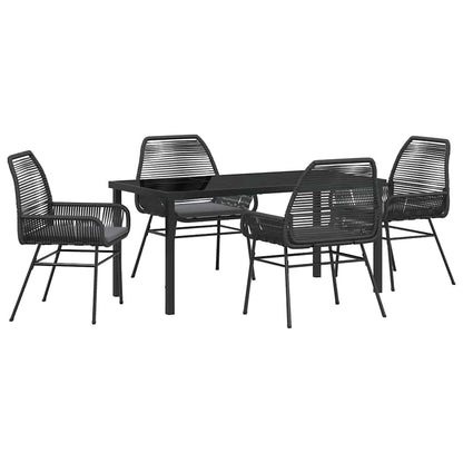 Set da Pranzo per Giardino 5 pcs Nero polyrattan - homemem39