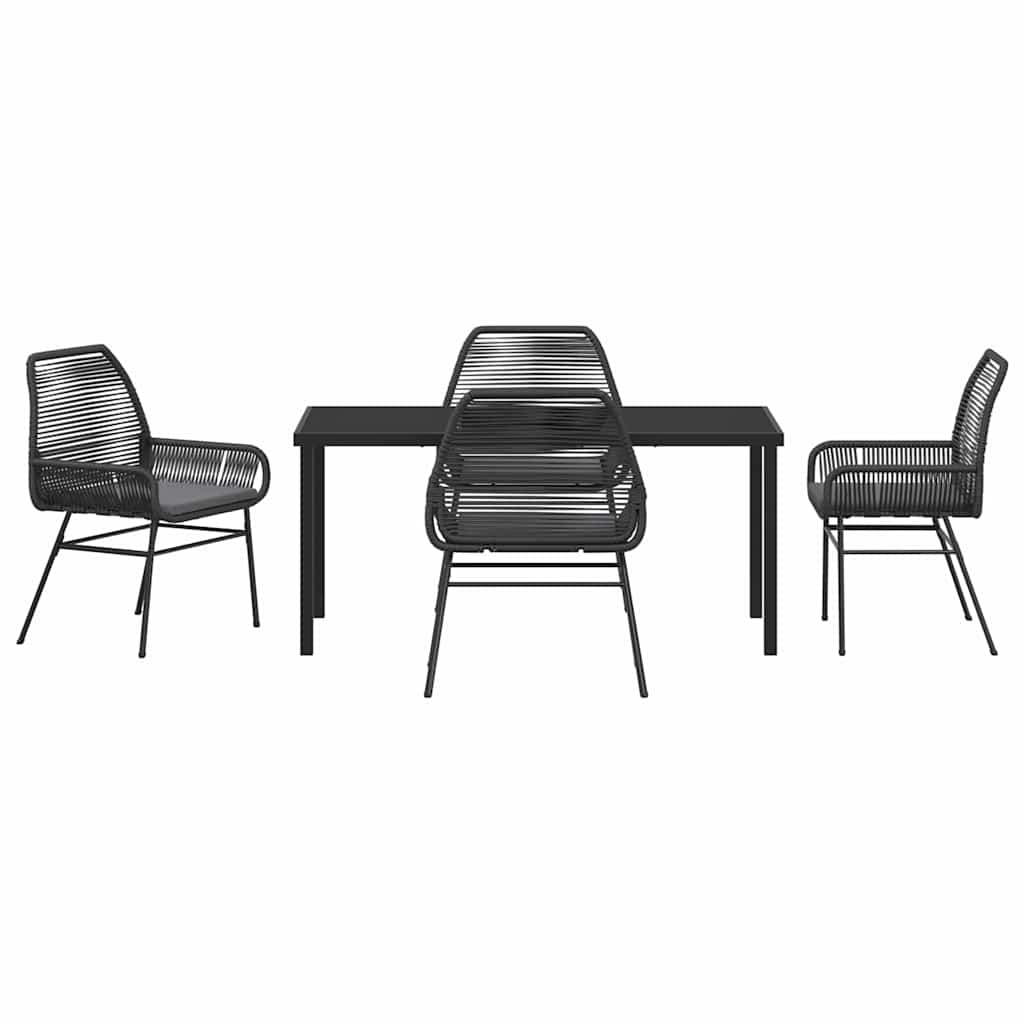 Set da Pranzo per Giardino 5 pcs Nero polyrattan - homemem39