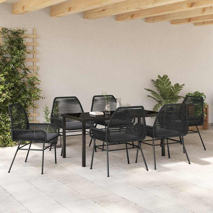 Set da Pranzo per Giardino 7 pcs Nero polyrattan - homemem39