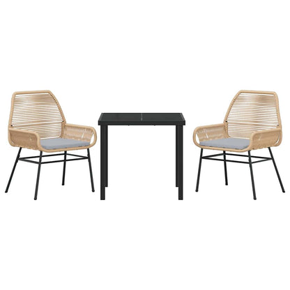 Set da Pranzo per Giardino 3 pcs Marrone polyrattan - homemem39