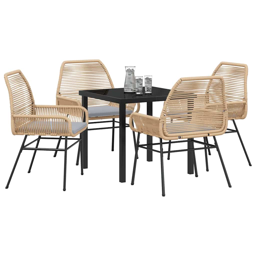 Set da Pranzo per Giardino 5 pcs Marrone polyrattan - homemem39