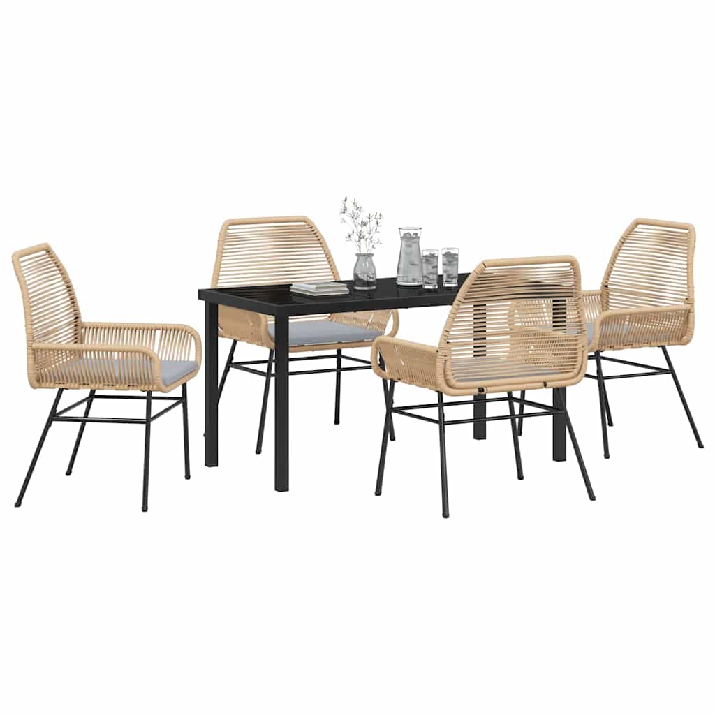 Set da Pranzo per Giardino 5 pcs Marrone polyrattan - homemem39