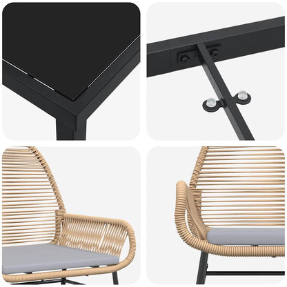 Set da Pranzo per Giardino 5 pcs Marrone polyrattan - homemem39