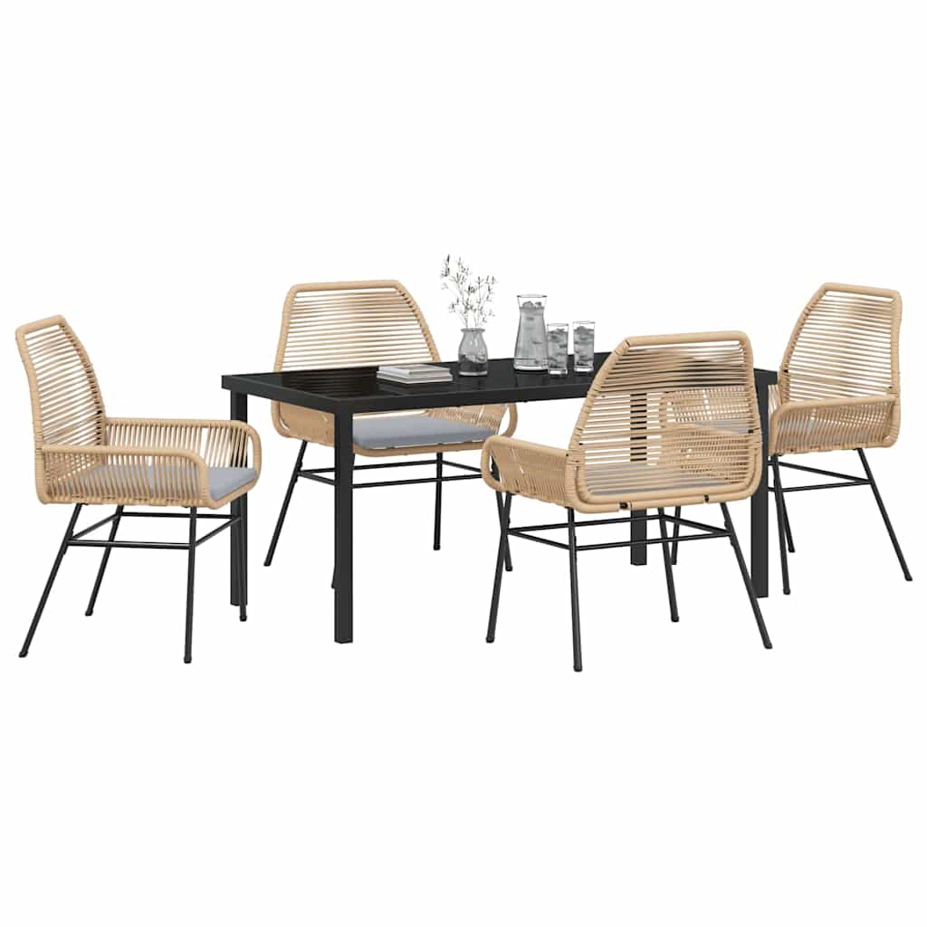 Set da Pranzo per Giardino 5 pcs Marrone polyrattan - homemem39