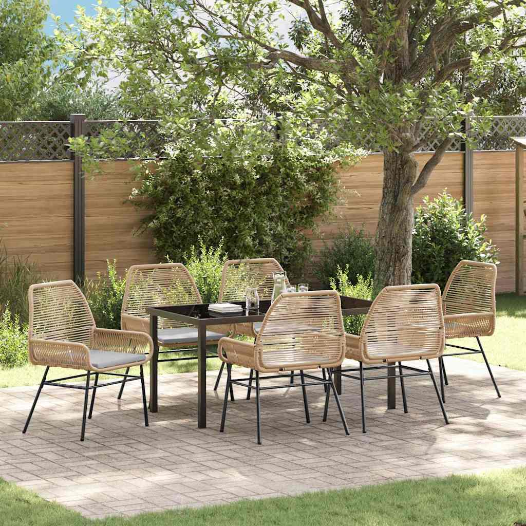 Set da Pranzo per Giardino 7 pcs Marrone polyrattan - homemem39
