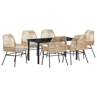 Set da Pranzo per Giardino 7 pcs Marrone polyrattan - homemem39