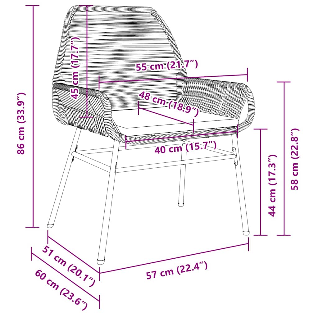 Set da Pranzo per Giardino 7 pz Marrone polyrattan | homemem39