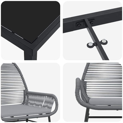 Set da Pranzo per Giardino 3 pcs Grigio polyrattan - homemem39