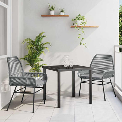 Set da Pranzo per Giardino 3 pcs Grigio polyrattan - homemem39