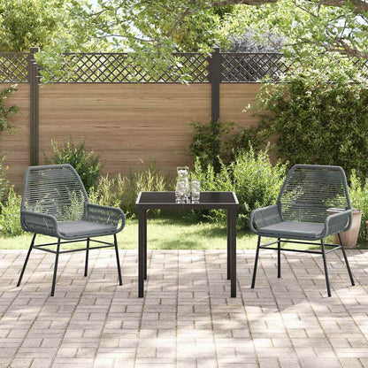 Set da Pranzo per Giardino 3 pcs Grigio polyrattan - homemem39