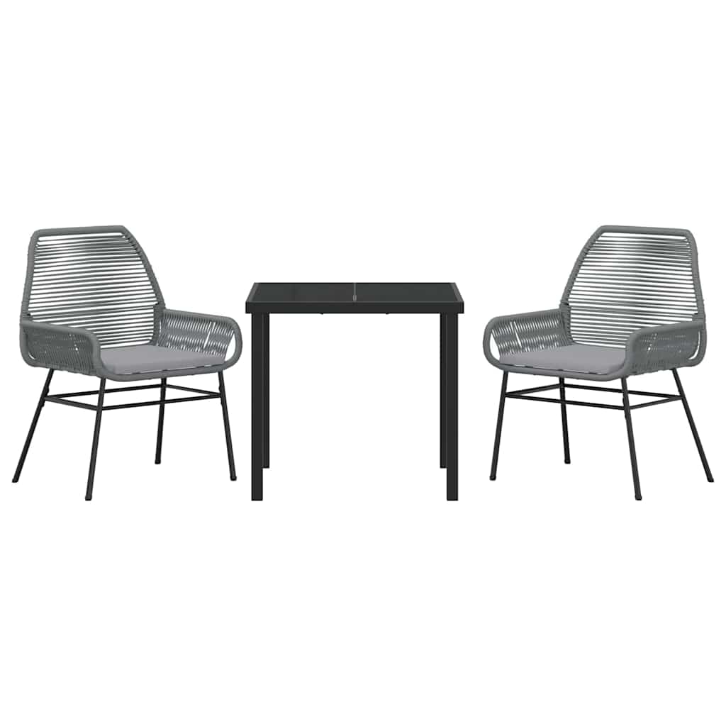 Set da Pranzo per Giardino 3 pcs Grigio polyrattan - homemem39