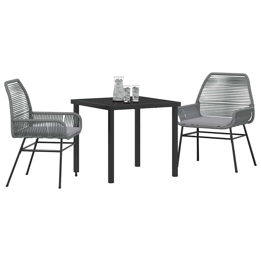 Set da Pranzo per Giardino 3 pcs Grigio polyrattan - homemem39