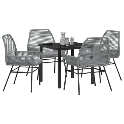 Set da Pranzo per Giardino 5 pcs Grigio polyrattan - homemem39