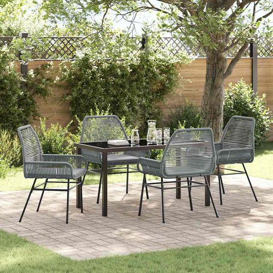Set da Pranzo per Giardino 5 pcs Grigio polyrattan - homemem39