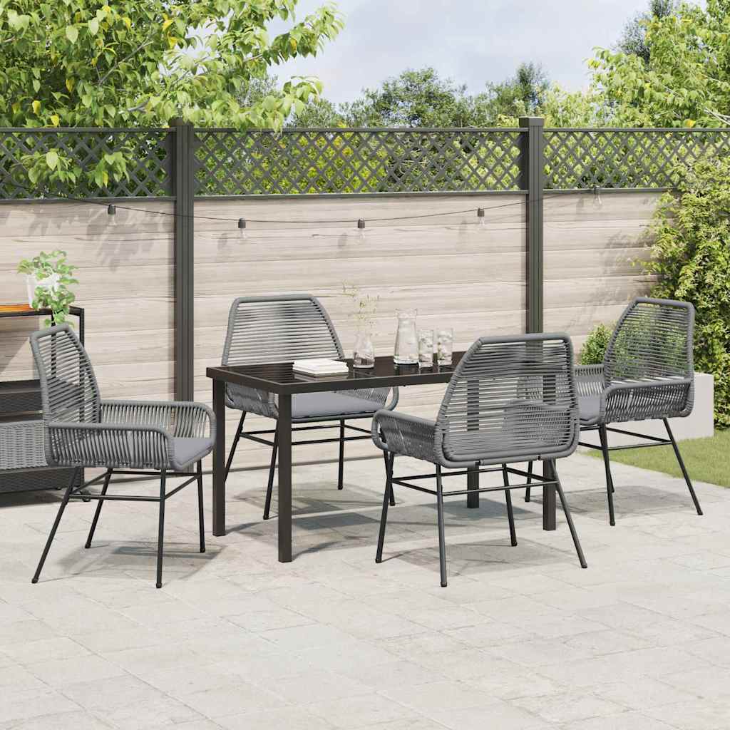 Set da Pranzo per Giardino 5 pcs Grigio polyrattan - homemem39
