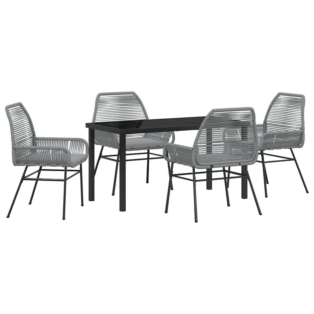 Set da Pranzo per Giardino 5 pcs Grigio polyrattan - homemem39