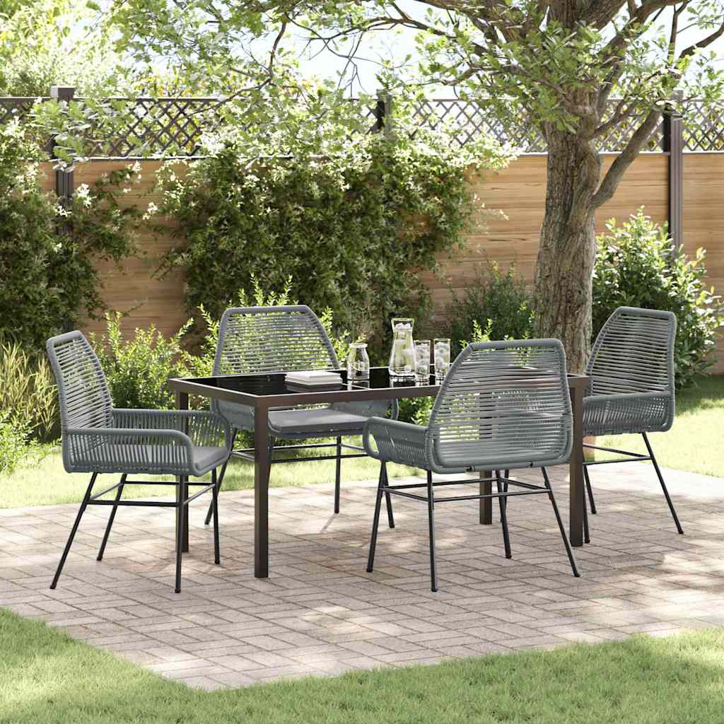 Set da Pranzo per Giardino 5 pcs Grigio polyrattan - homemem39