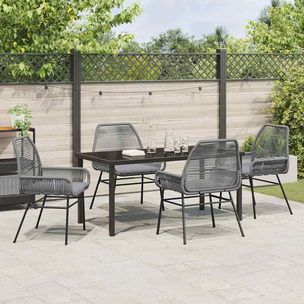 Set da Pranzo per Giardino 5 pcs Grigio polyrattan - homemem39