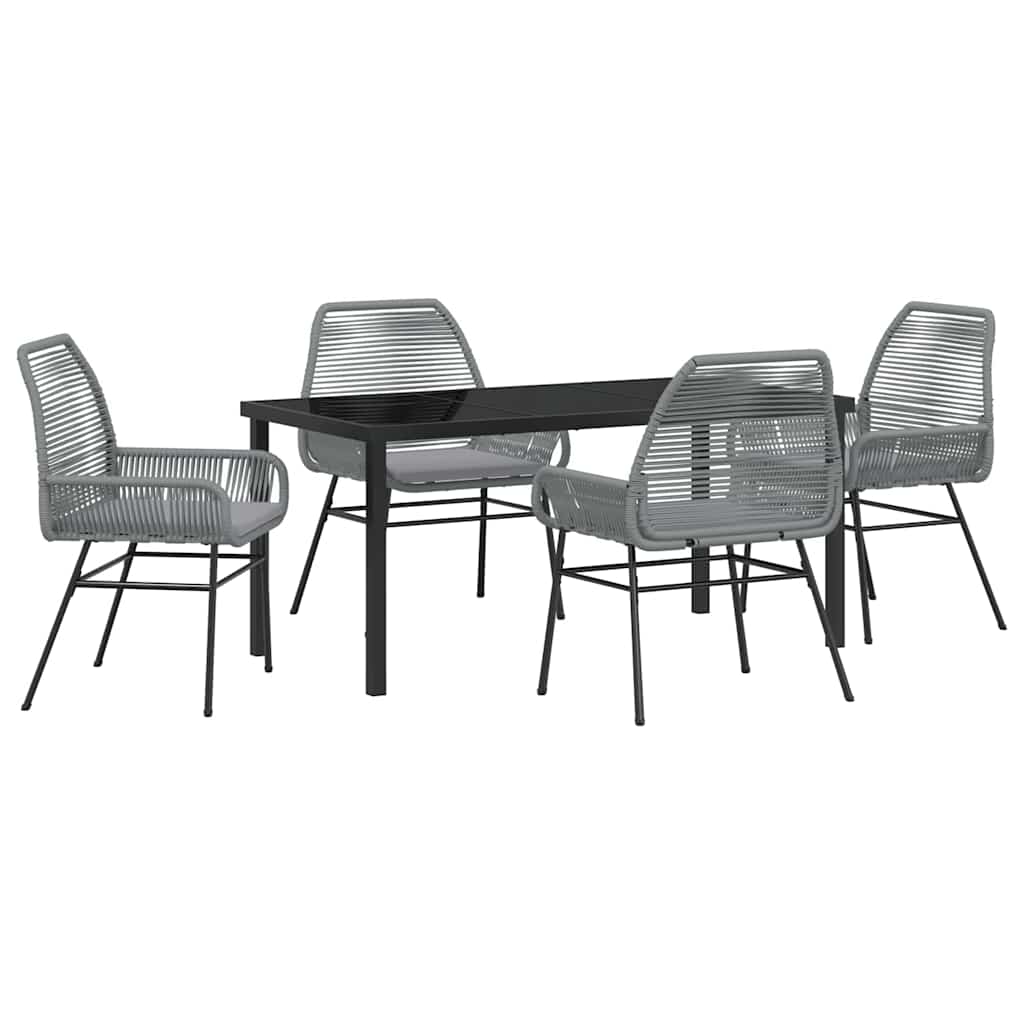 Set da Pranzo per Giardino 5 pcs Grigio polyrattan - homemem39
