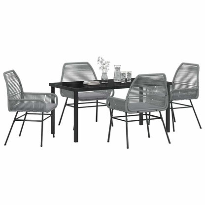 Set da Pranzo per Giardino 5 pcs Grigio polyrattan - homemem39