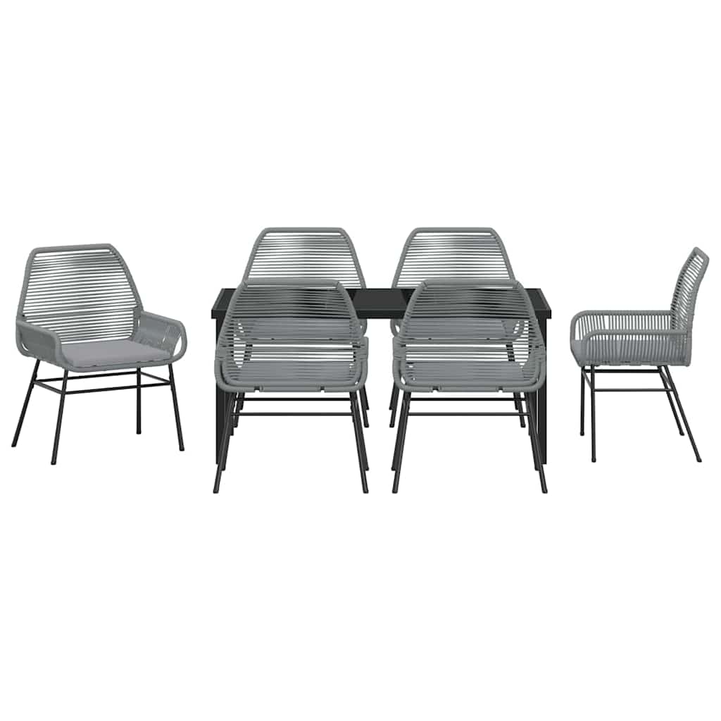 Set da Pranzo per Giardino 7 pcs Grigio polyrattan - homemem39