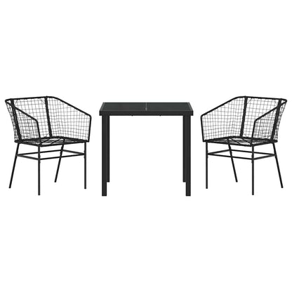 Set da Pranzo per Giardino 3 pcs Nero polyrattan - homemem39