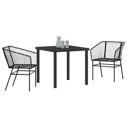 Set da Pranzo per Giardino 3 pcs Nero polyrattan - homemem39
