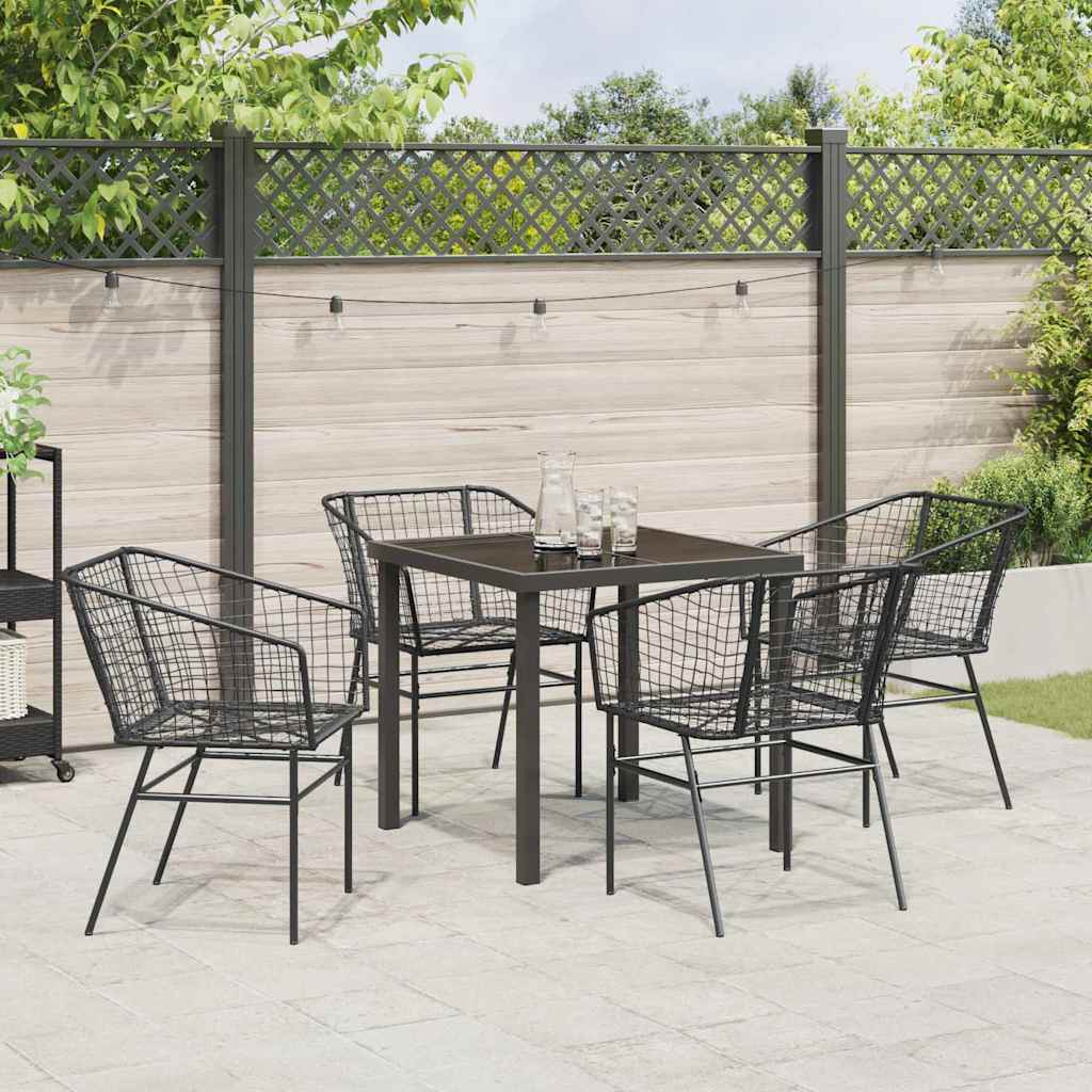 Set da Pranzo per Giardino 5 pcs Nero polyrattan - homemem39