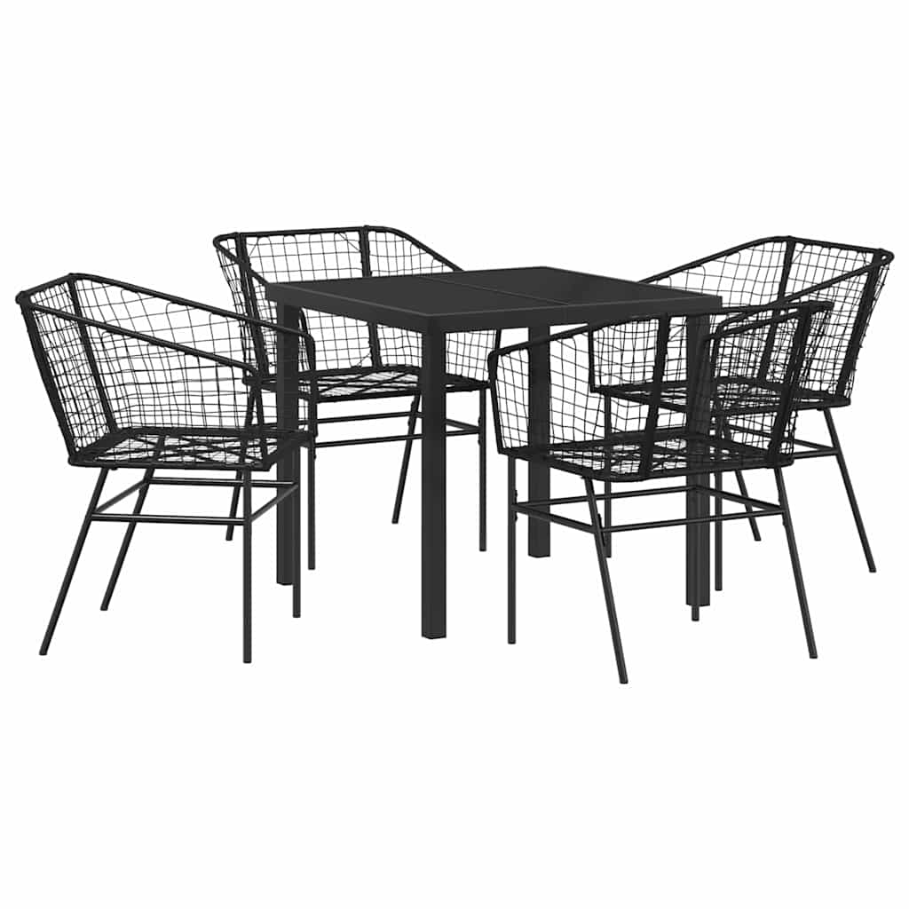 Set da Pranzo per Giardino 5 pcs Nero polyrattan - homemem39