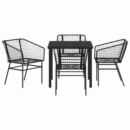 Set da Pranzo per Giardino 5 pcs Nero polyrattan - homemem39