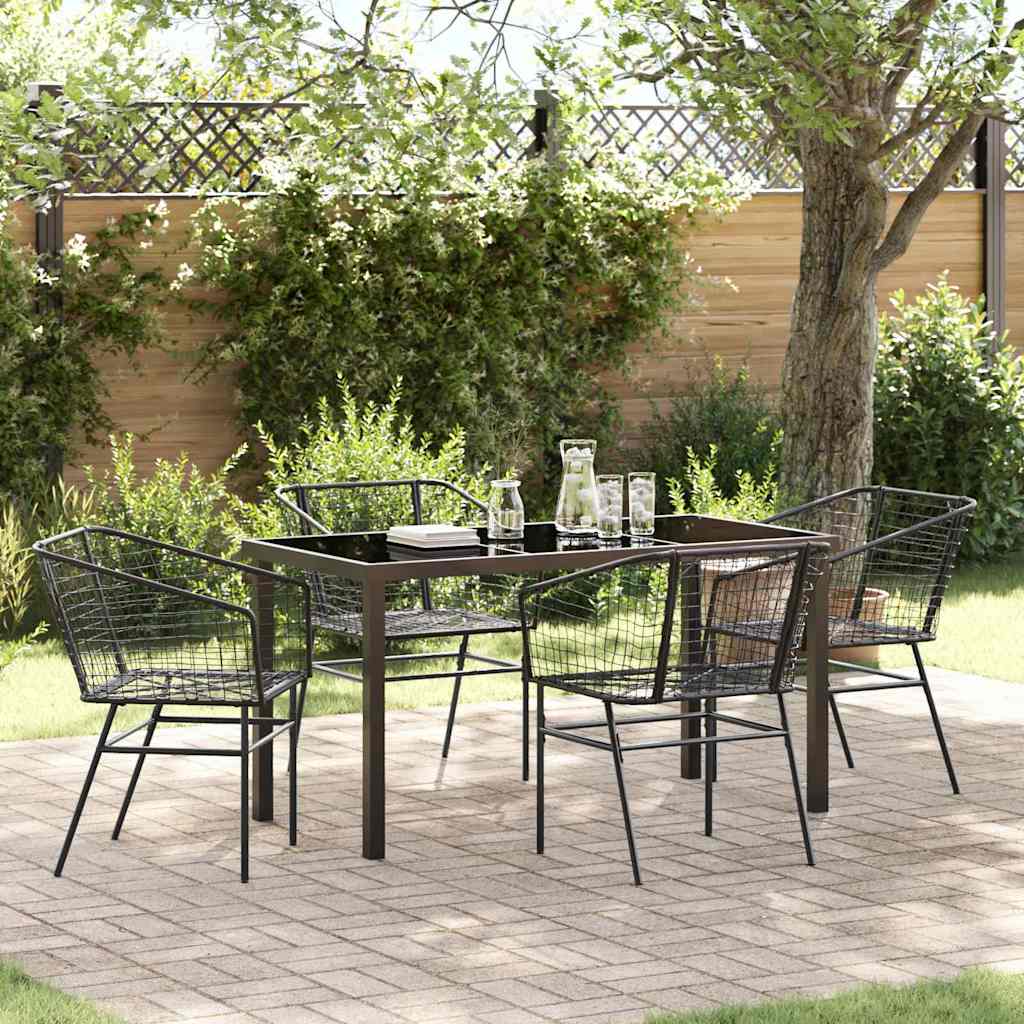 Set da Pranzo per Giardino 5 pcs Nero polyrattan - homemem39