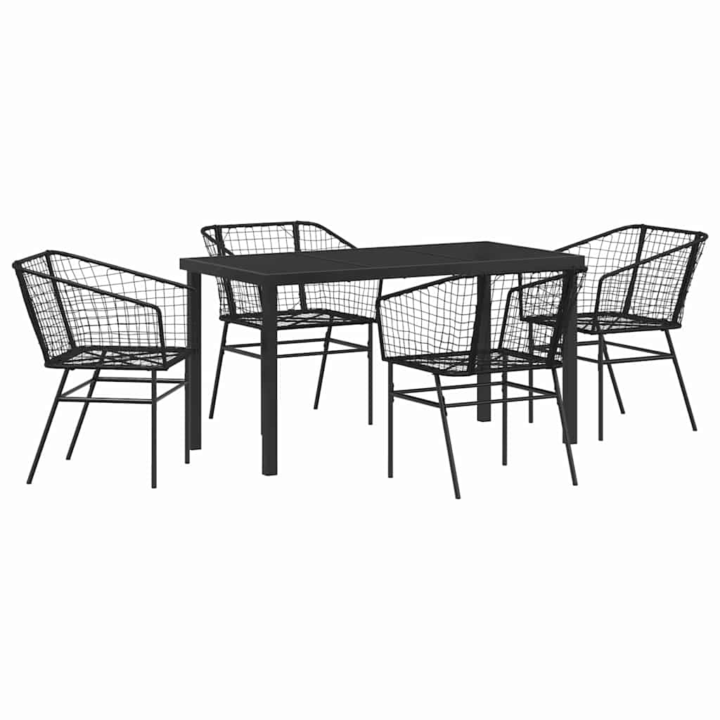 Set da Pranzo per Giardino 5 pcs Nero polyrattan - homemem39