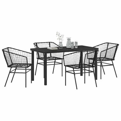 Set da Pranzo per Giardino 5 pcs Nero polyrattan - homemem39