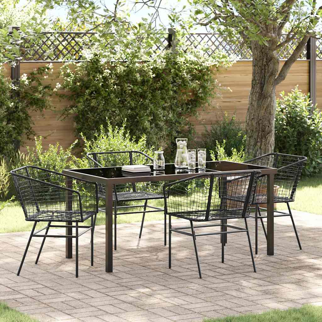 Set da Pranzo per Giardino 5 pcs Nero polyrattan - homemem39