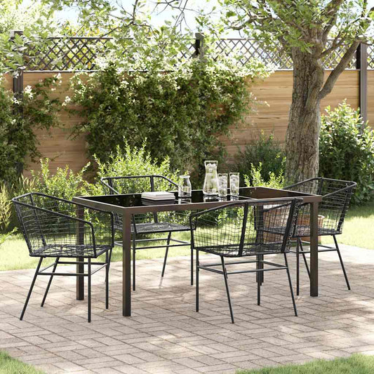 Set da Pranzo per Giardino 5 pcs Nero polyrattan - homemem39