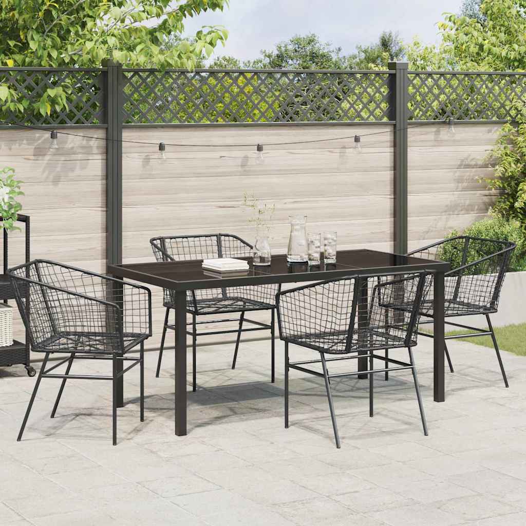 Set da Pranzo per Giardino 5 pcs Nero polyrattan - homemem39