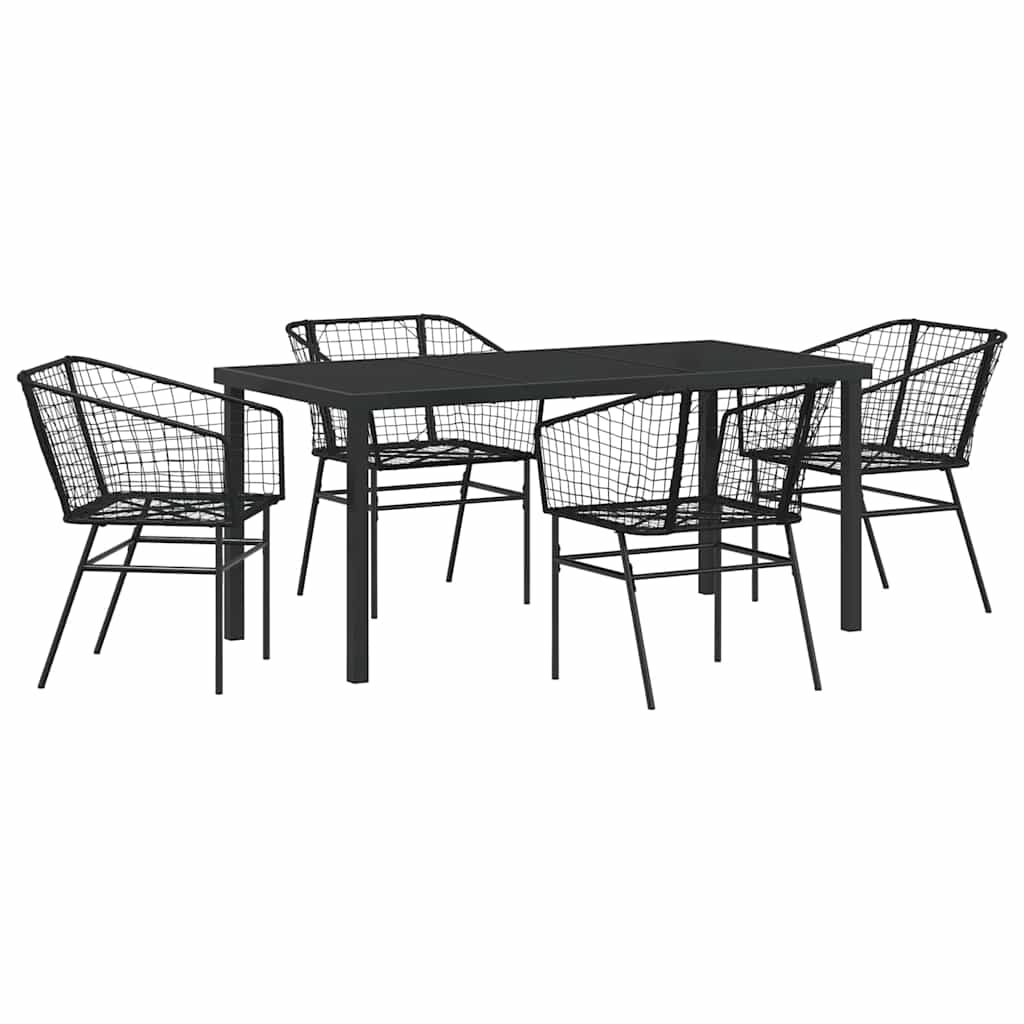 Set da Pranzo per Giardino 5 pcs Nero polyrattan - homemem39
