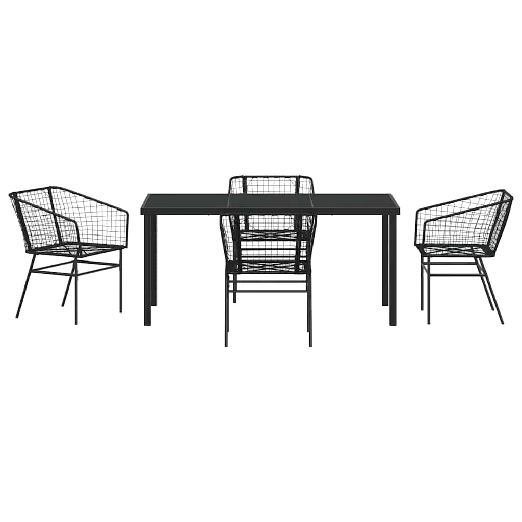 Set da Pranzo per Giardino 5 pcs Nero polyrattan - homemem39