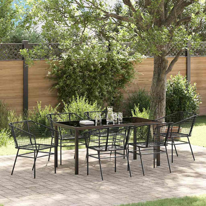 Set da Pranzo per Giardino 7 pcs Nero polyrattan - homemem39